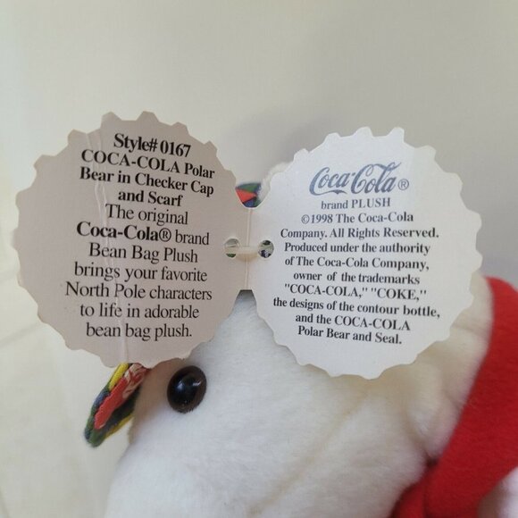 3 pc Vintage Coca Cola Papa Polar Bear Plush 6" 1998 w/ 2 Cubs Coke Bottles - Picture 4 of 12